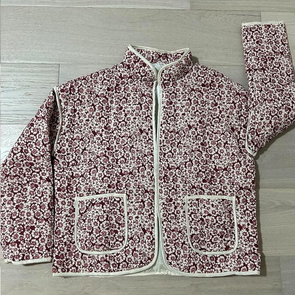 Quilted floral print relaxed fit vintage look boho chic lightweight jacket Med - Picture 3 of 5